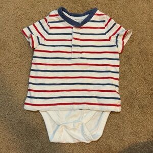 Baby Gap 2-in-1 Shirt Short Sleeve Onesie red white blue stripe 18-24 months